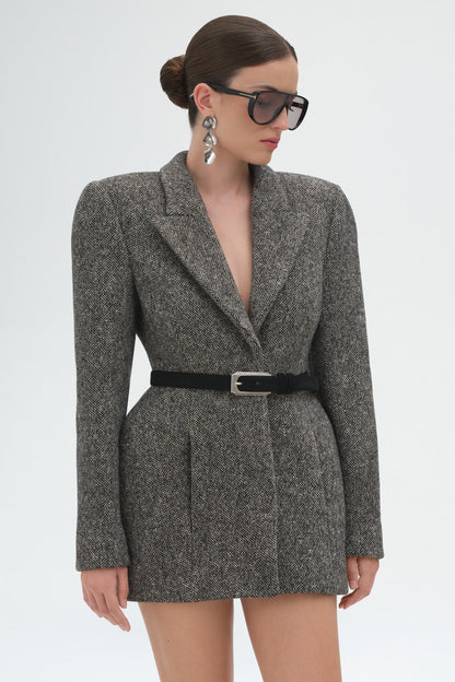 Sculpted Hourglass blazer in Grey Melange