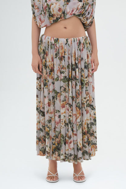 Gathered Waist Skirt in Floral Print