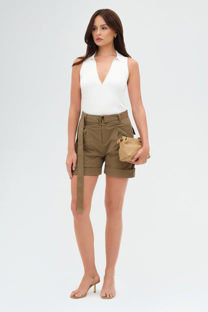 Kenzie Polo Neck Tank Top | White