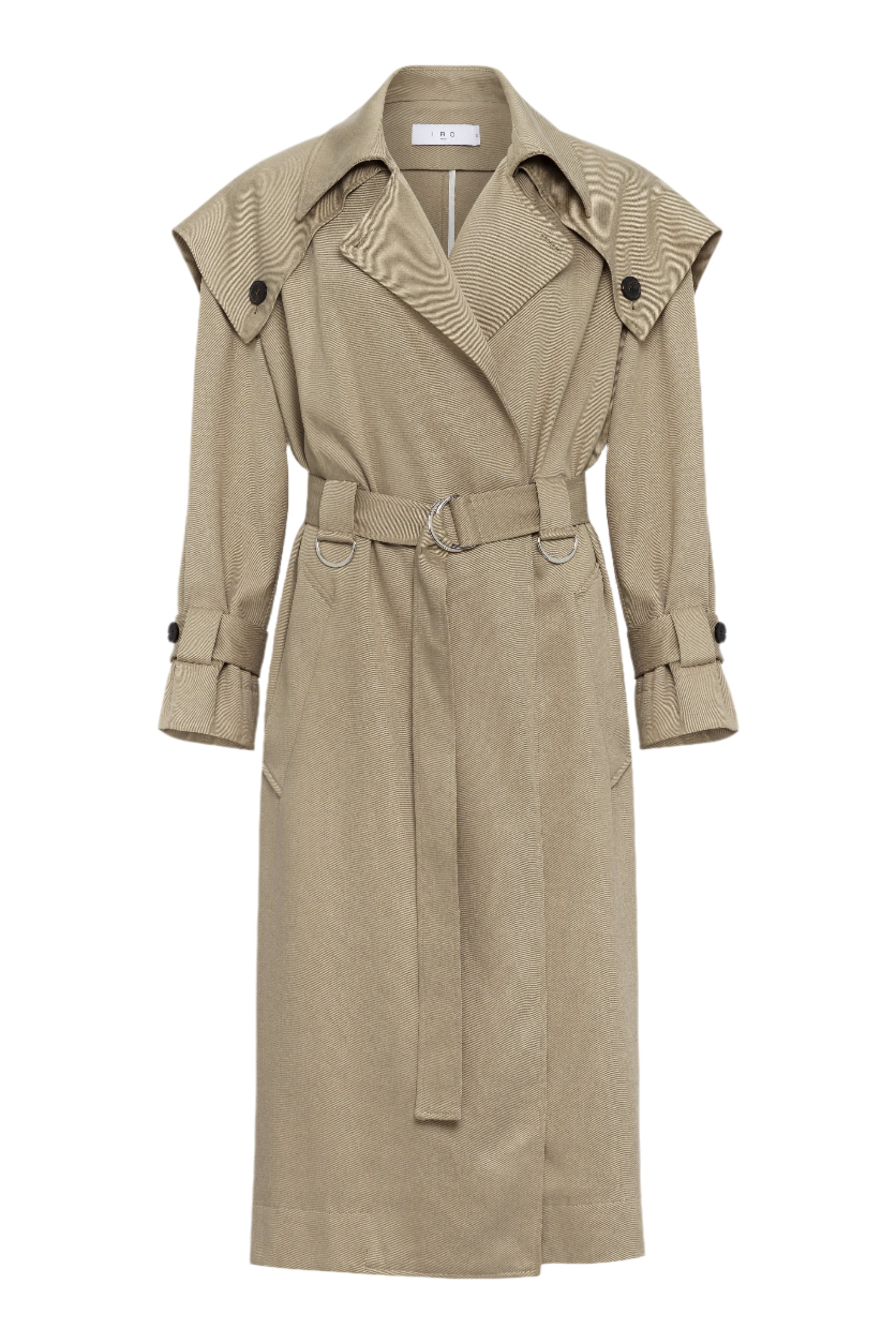 Beige trench coat on a white background