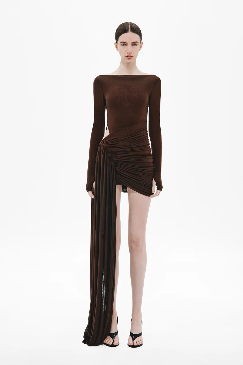 The 'Sari' Long Sleeve Stocking Mini Dress