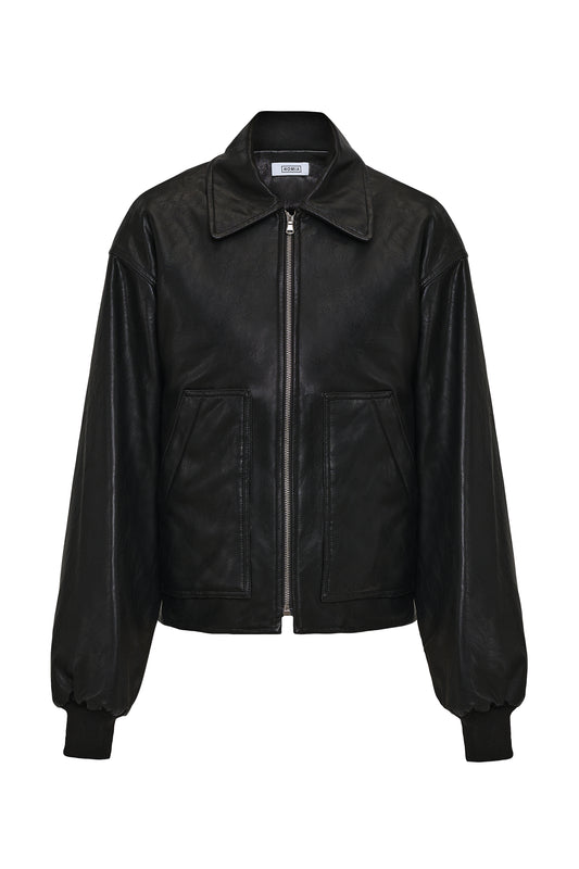 Faux Leather Bomber Jacket