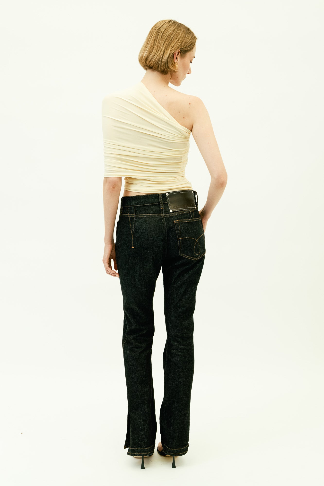 One-Shoulder Wrap Top in Yellow
