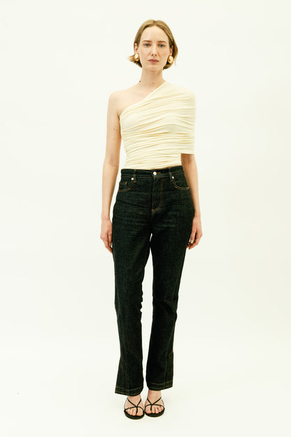 One-Shoulder Wrap Top in Yellow