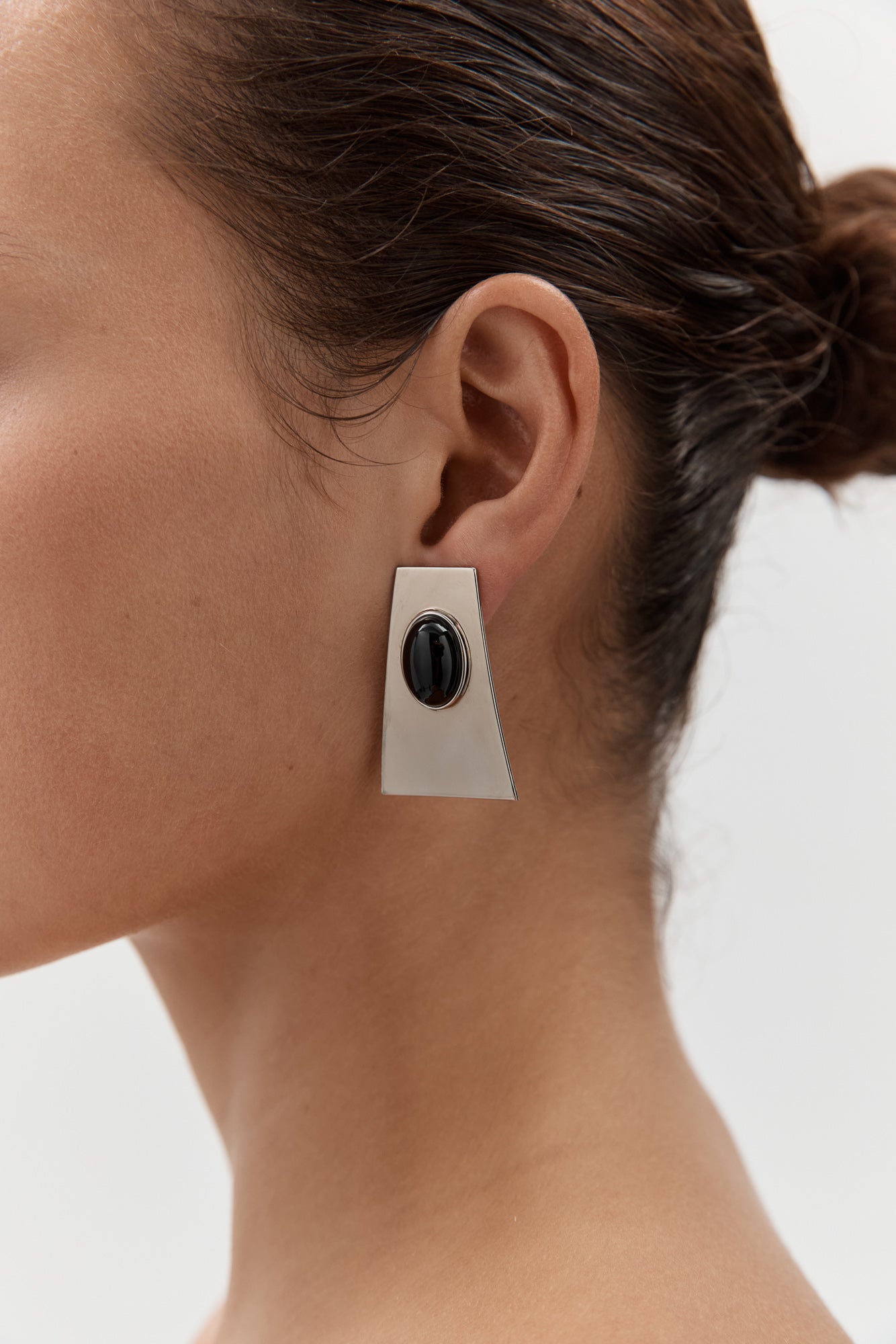 Cabochon Earrings - Silver