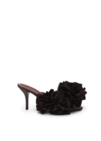 Satin Mules with Taffeta Flowers