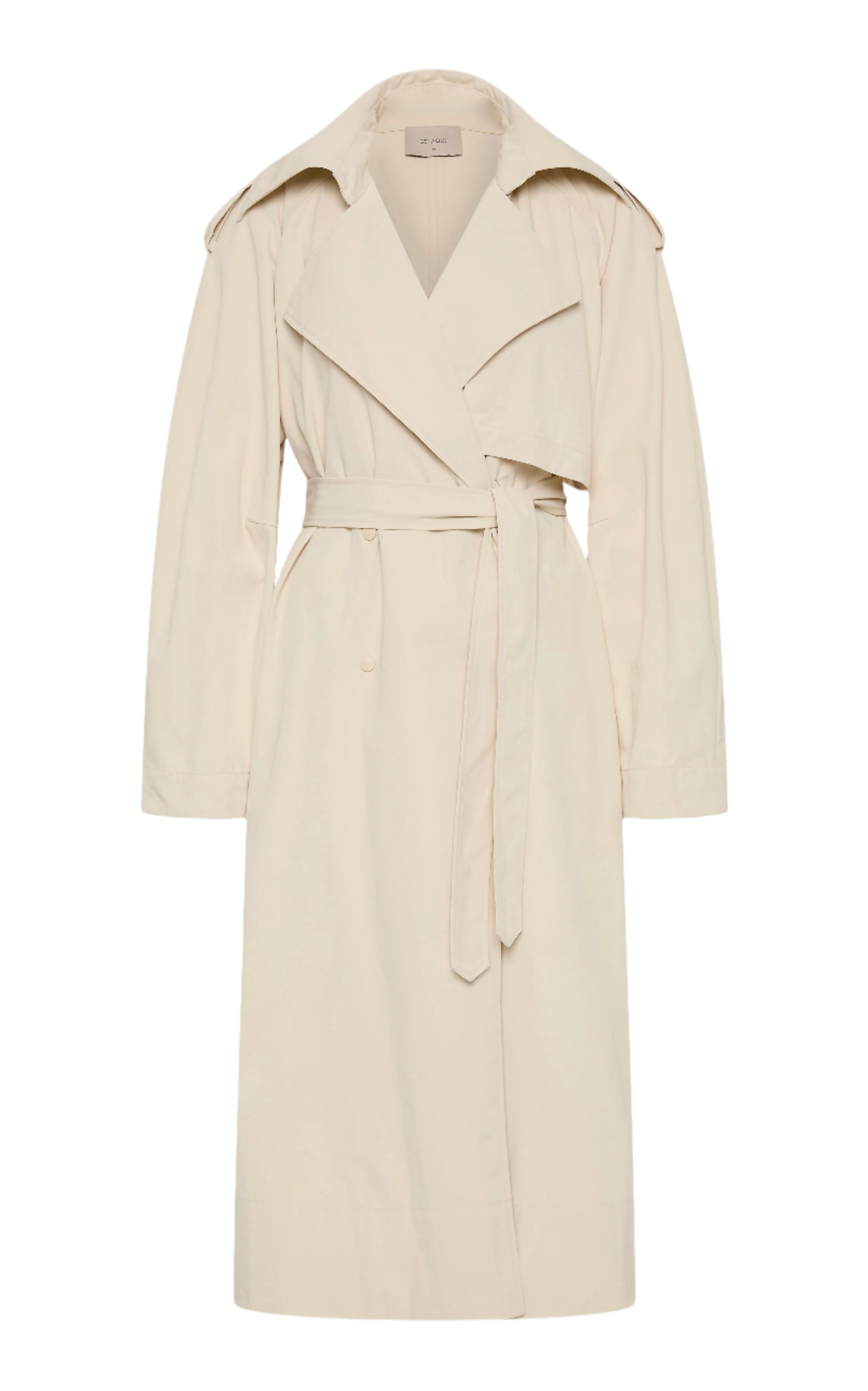 Beige trench coat on a white background