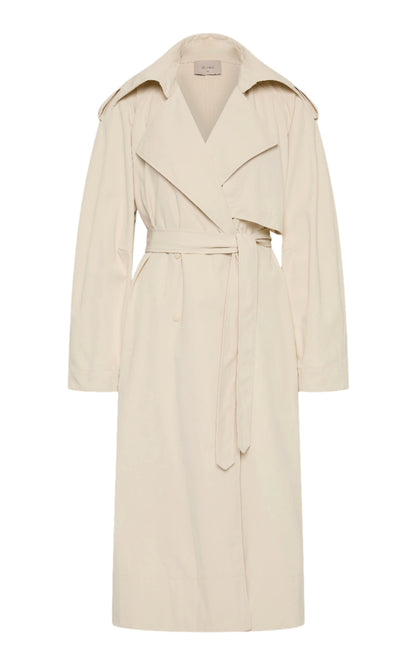Beige trench coat on a white background