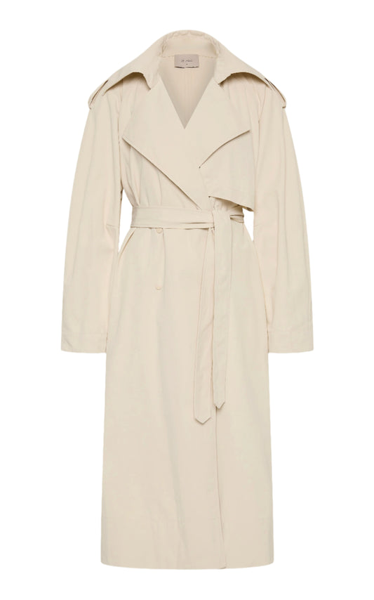 Beige trench coat on a white background