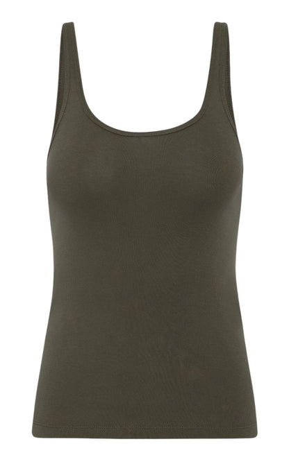 Khaki tank top on a white background