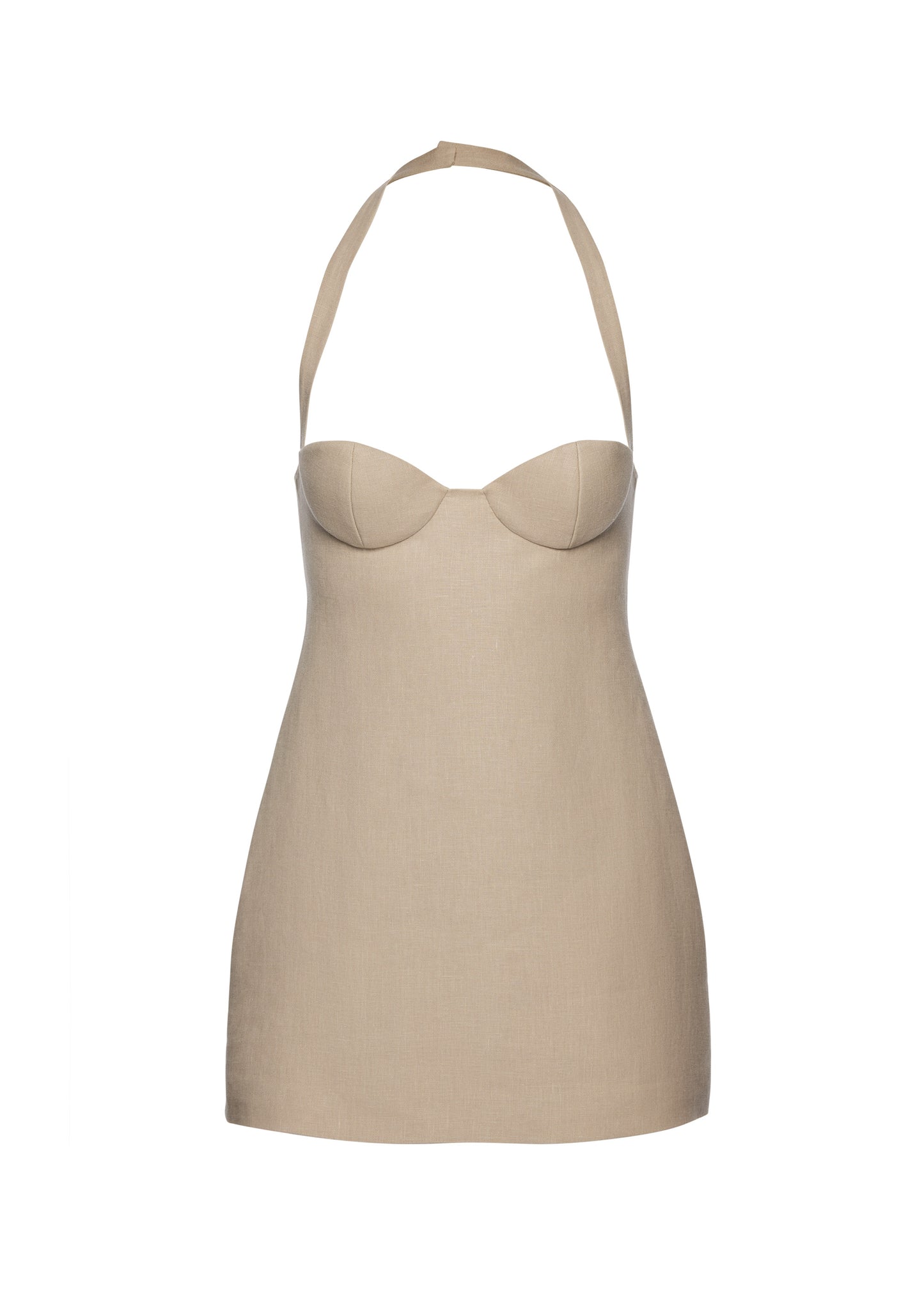 Halter-Neck Bustier Wool and Silk Mini Dress