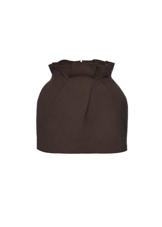Mini Linen Skirt with Ruffled Waist