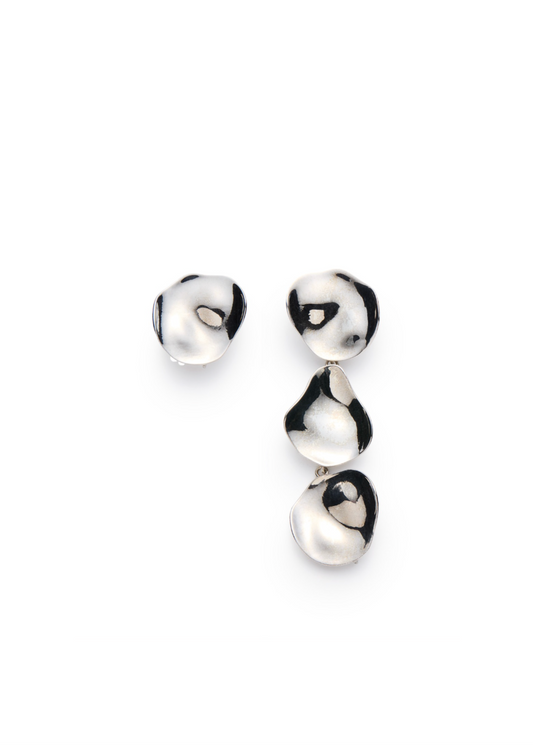 Sculptural Petal Link Earrings in Silver