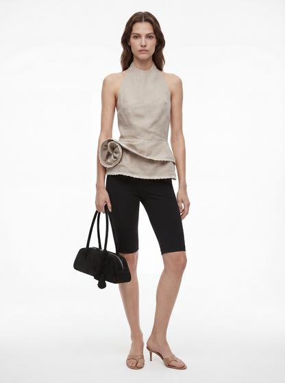 Folded Detail Linen Top