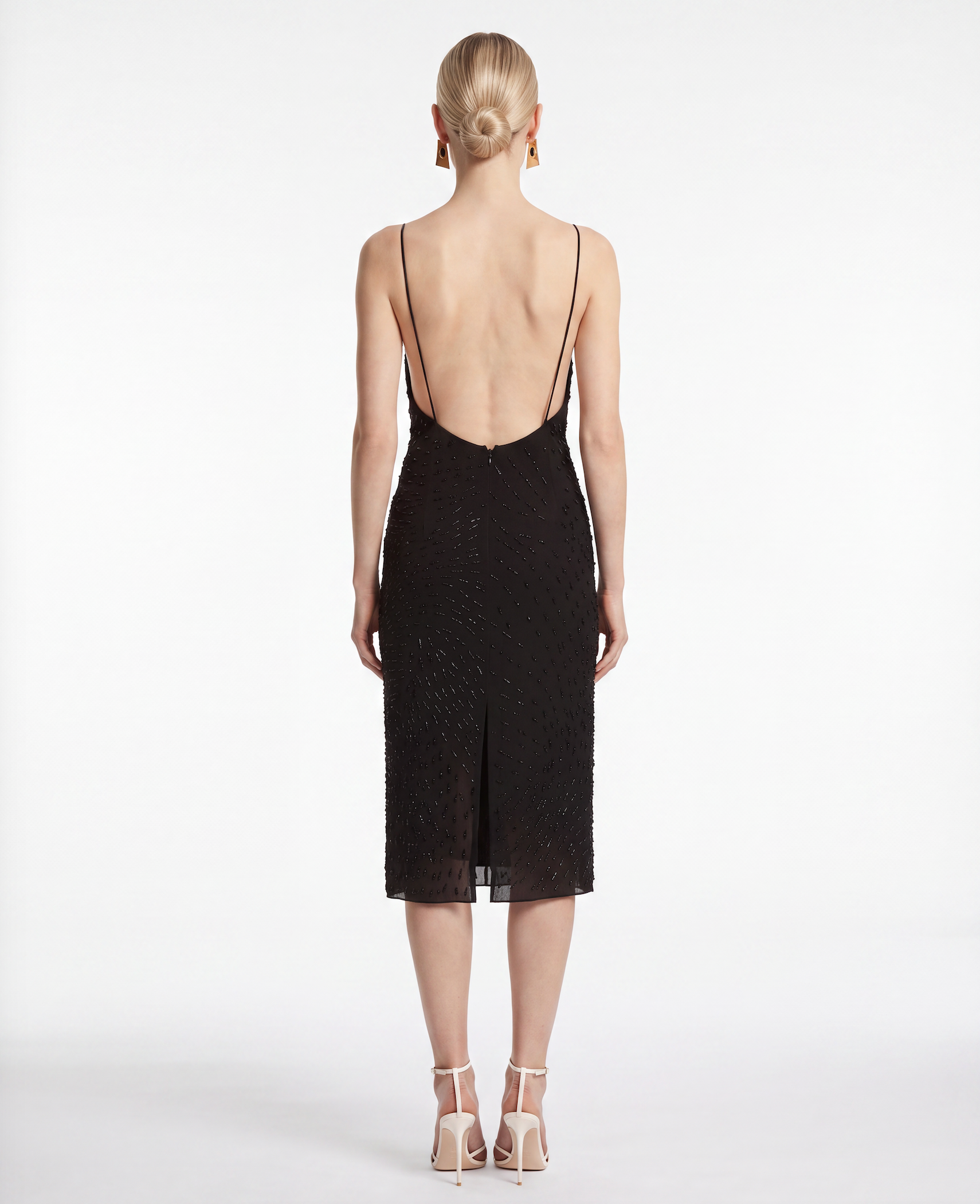 Jacques Wei Beaded Dropped Collar Camisole Dress, view 3