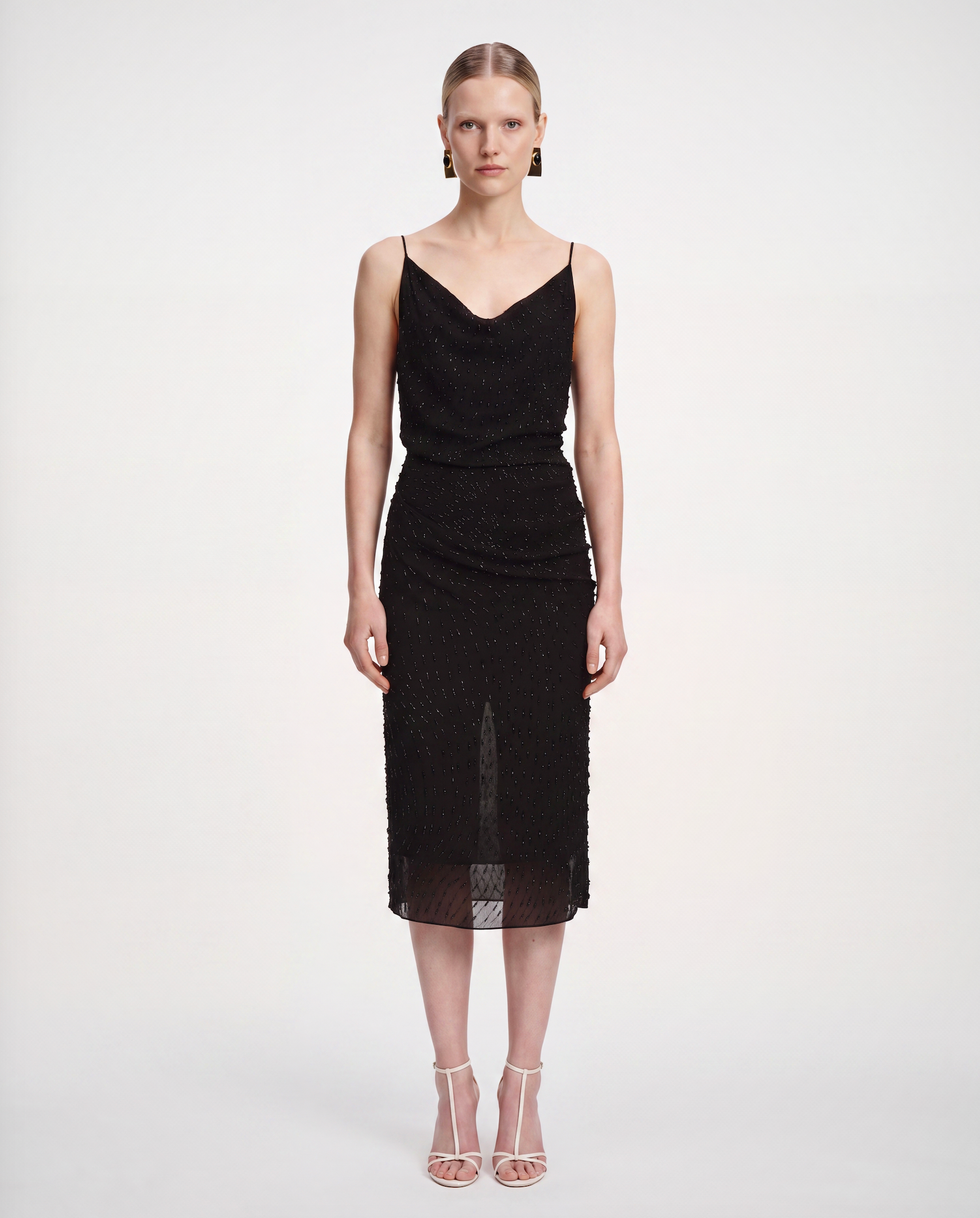 Jacques Wei Beaded Dropped Collar Camisole Dress, view 2