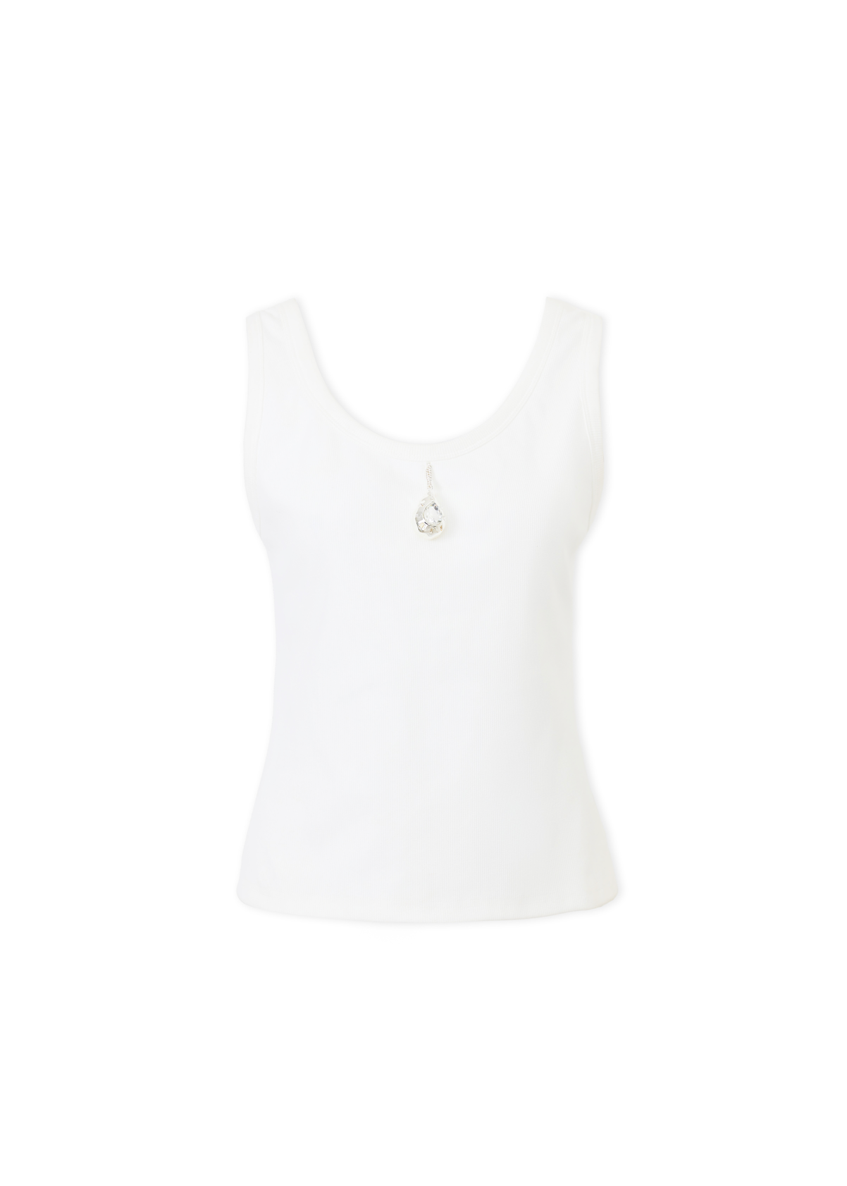 Jacques Wei White Water Droplet Pendant Knit Satin-Patched Top
