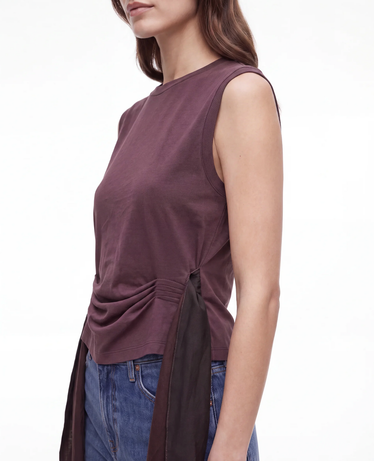 Jacques Wei Pleated Ribbon Wave Collar Oversized Tank Top, view 3