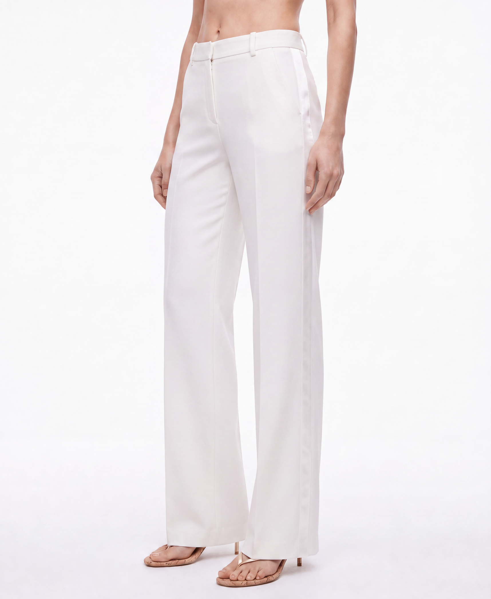 P.A.R.O.S.H Flared Trouser in white, view 2