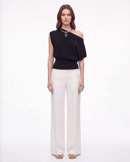 P.A.R.O.S.H Flared Trouser in white, view 3