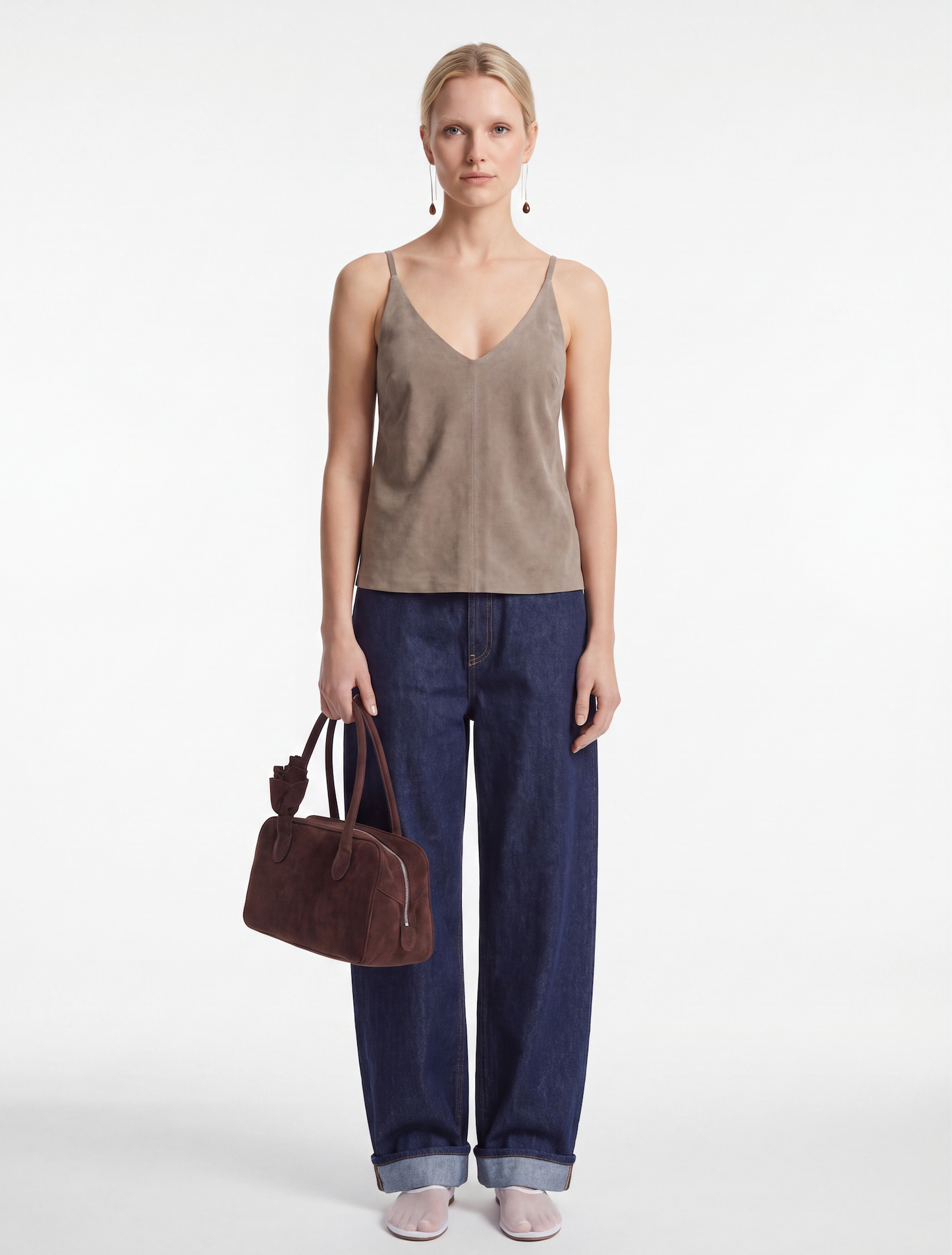 Suede Low Back Tie Top