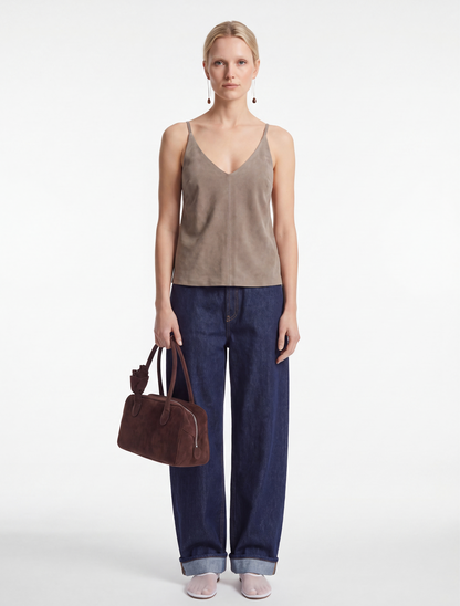 Suede Low Back Tie Top