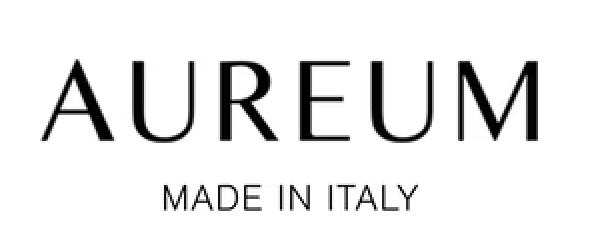 Aureum brand logo in black serif text with 'MADE IN ITALY' underneath on a plain white background.