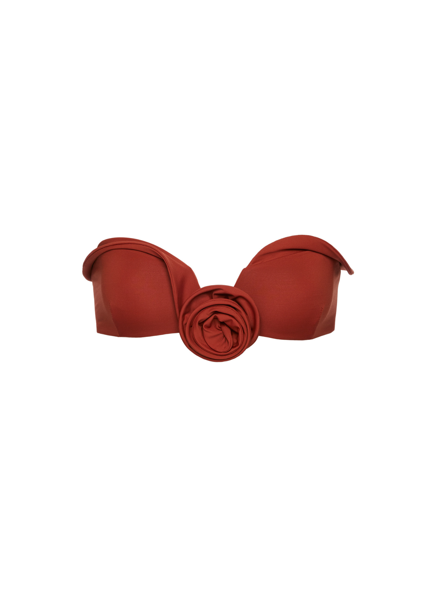 Brown strapless top on a white background
