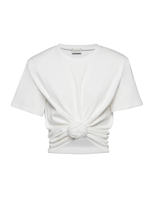 Knotted Jersey T-shirt in Cream