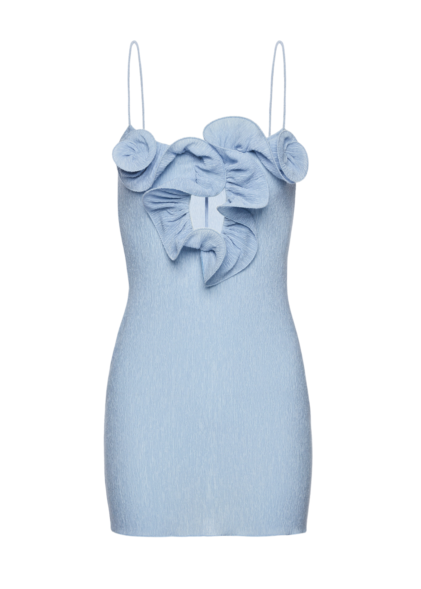 Mini Crepe Beach Dress with Floral Neckline