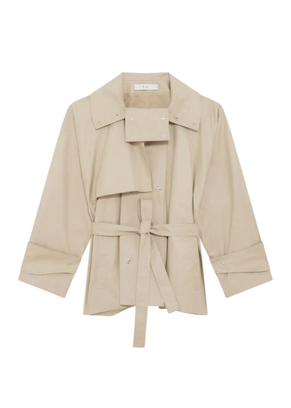 Beige trench coat on a white background