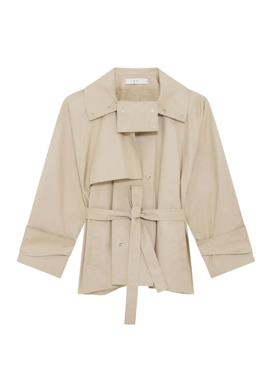 Beige trench coat on a white background
