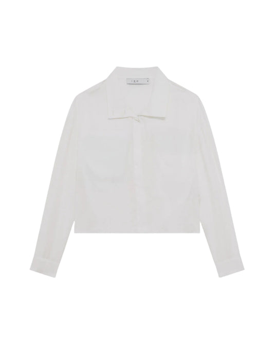 White blouse with a bow detail on a white background