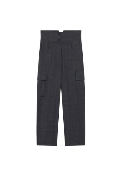 Dark gray cargo pants on a white background