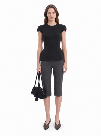 Fitted Blouse with Padded Silhouette