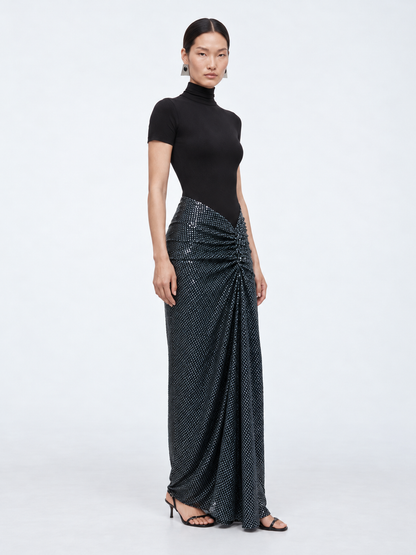 Opaline Sequin Fusion Ruched Tee Gown