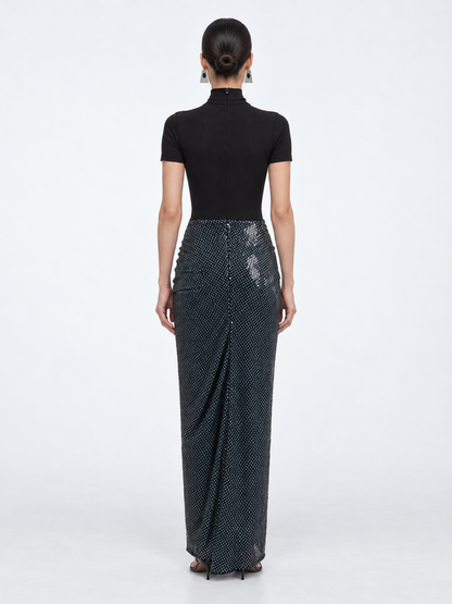 Opaline Sequin Fusion Ruched Tee Gown
