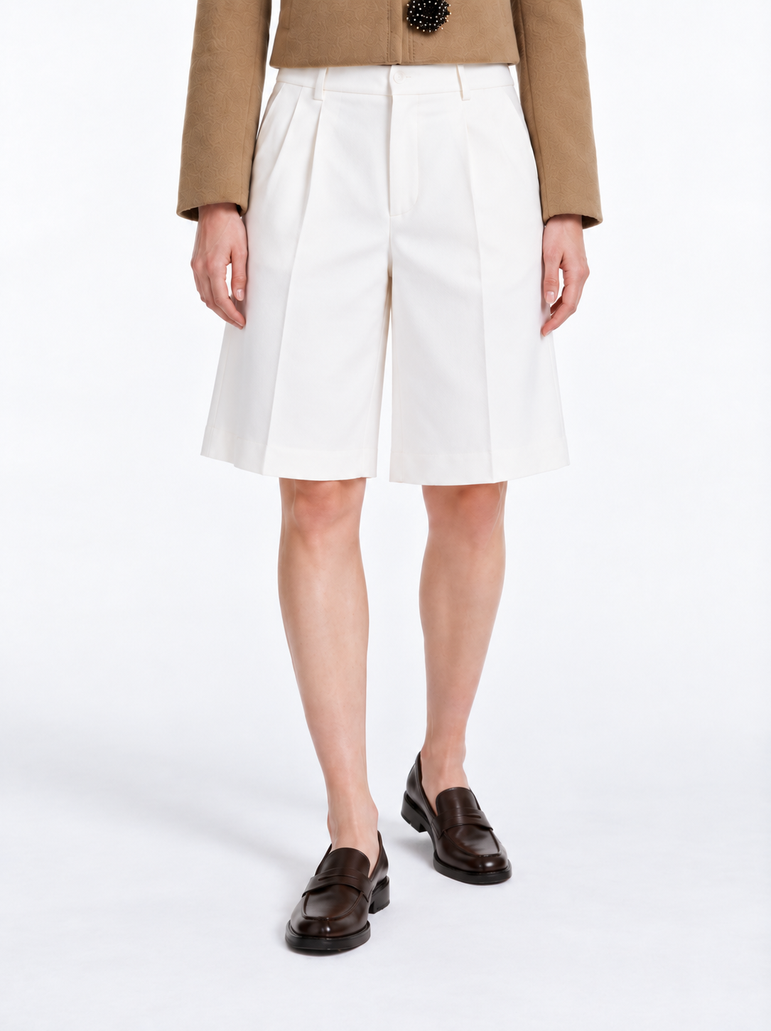 Wide-Leg Bermuda Shorts | Panna