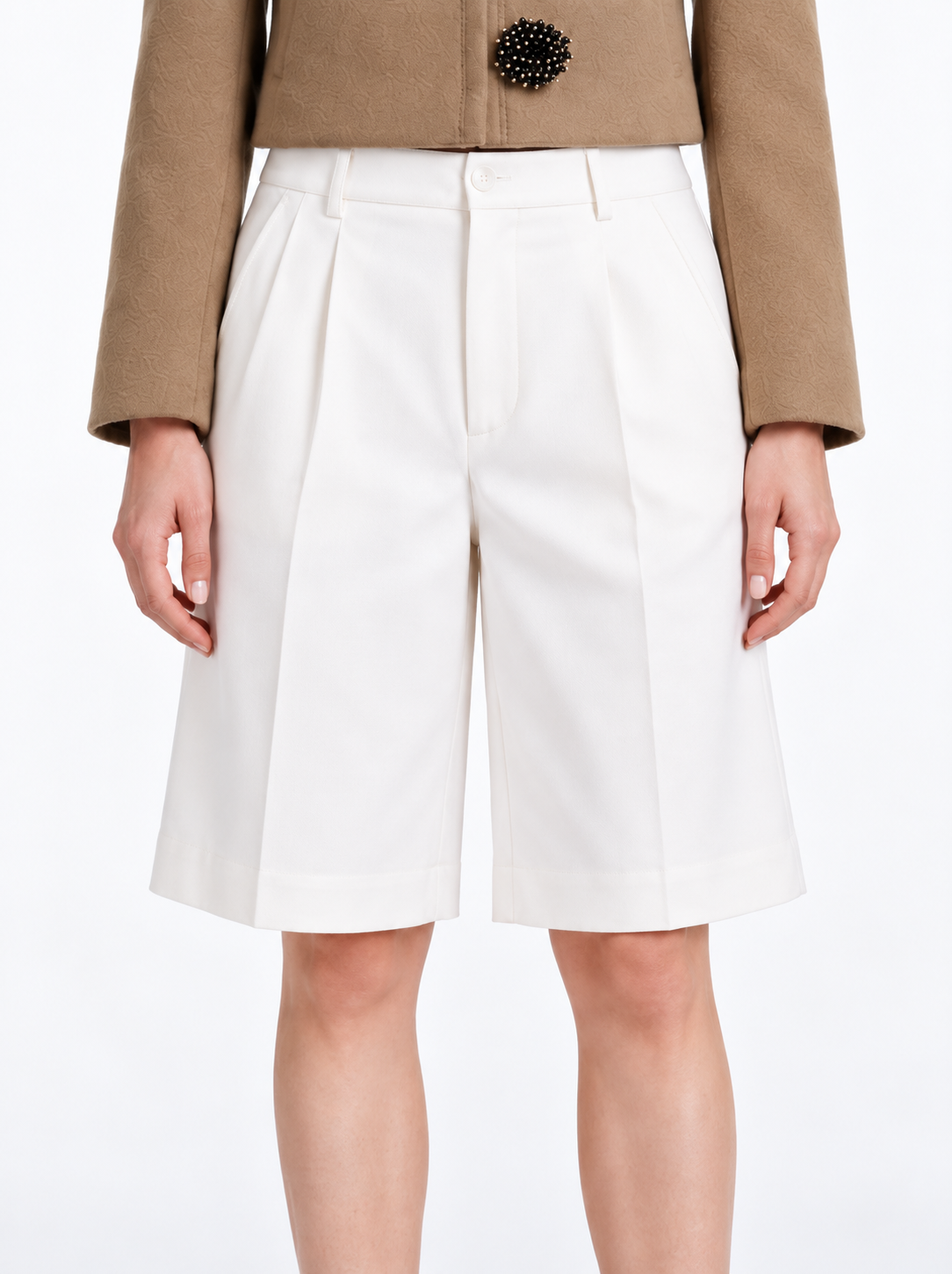 Wide-Leg Bermuda Shorts | Panna