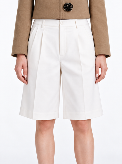 Wide-Leg Bermuda Shorts | Panna