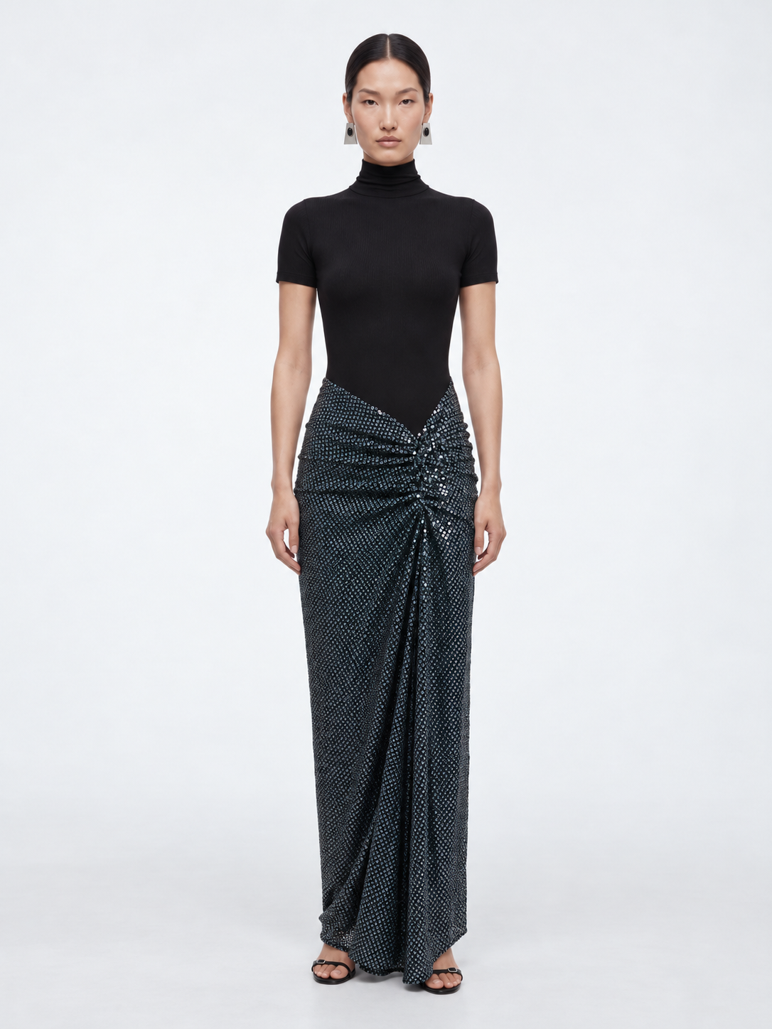 Opaline Sequin Fusion Ruched Tee Gown