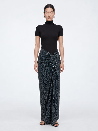 Opaline Sequin Fusion Ruched Tee Gown