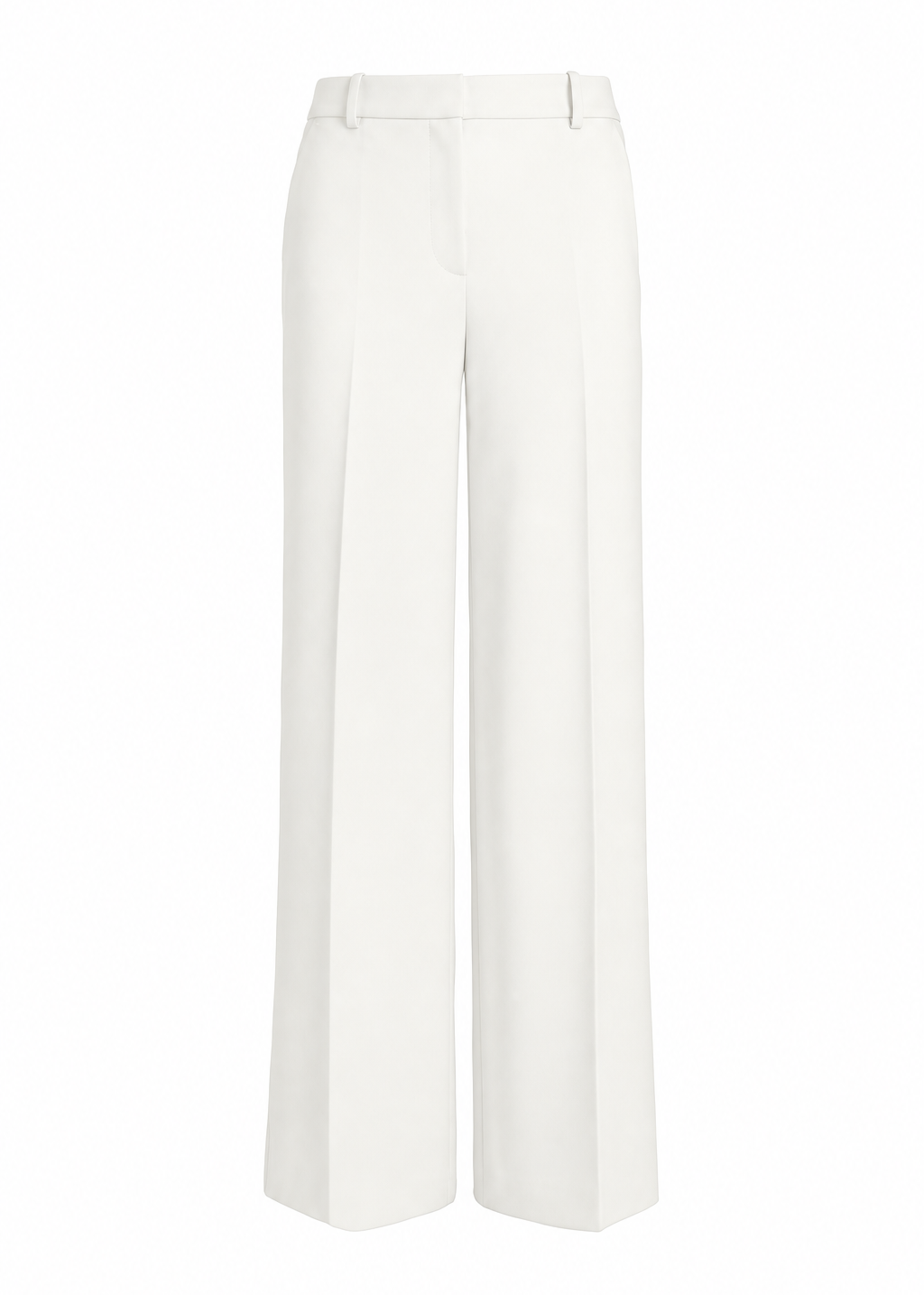 White wide-leg cropped trousers shown flat against a plain white background.