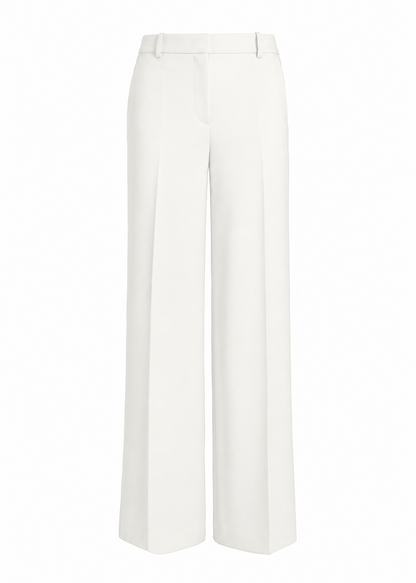 White wide-leg cropped trousers shown flat against a plain white background.