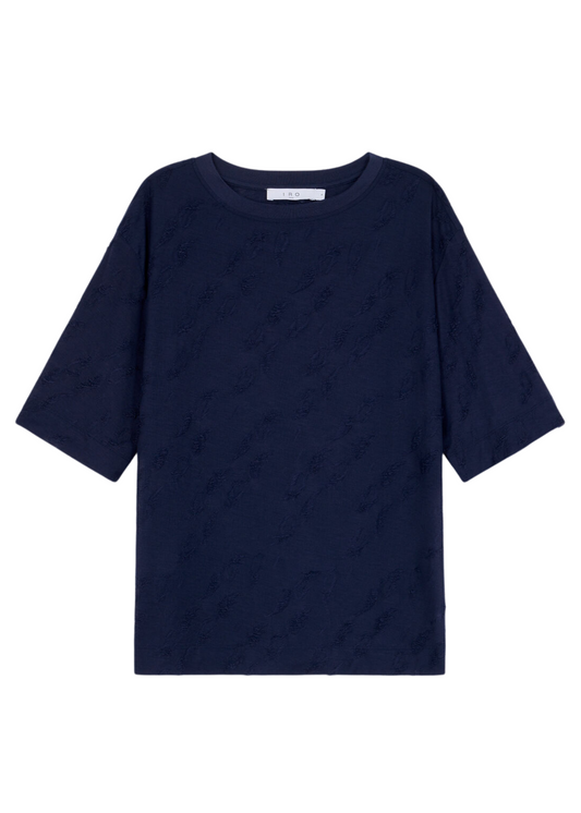 Navy blue t-shirt on a white background