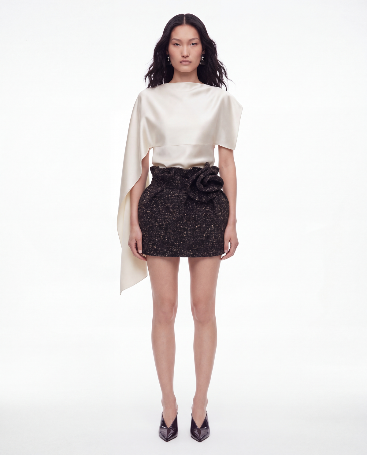 Silk Draped Top in Ivory