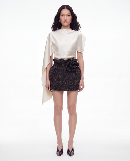 Silk Draped Top in Ivory