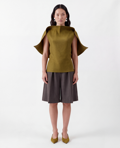 Longline Silk Draped Blouse in Green