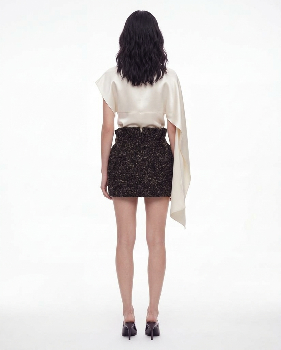 Silk Draped Top in Ivory