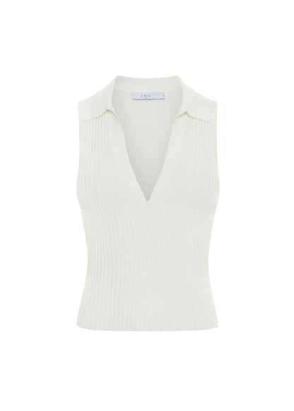 Kenzie Polo Neck Tank Top | White